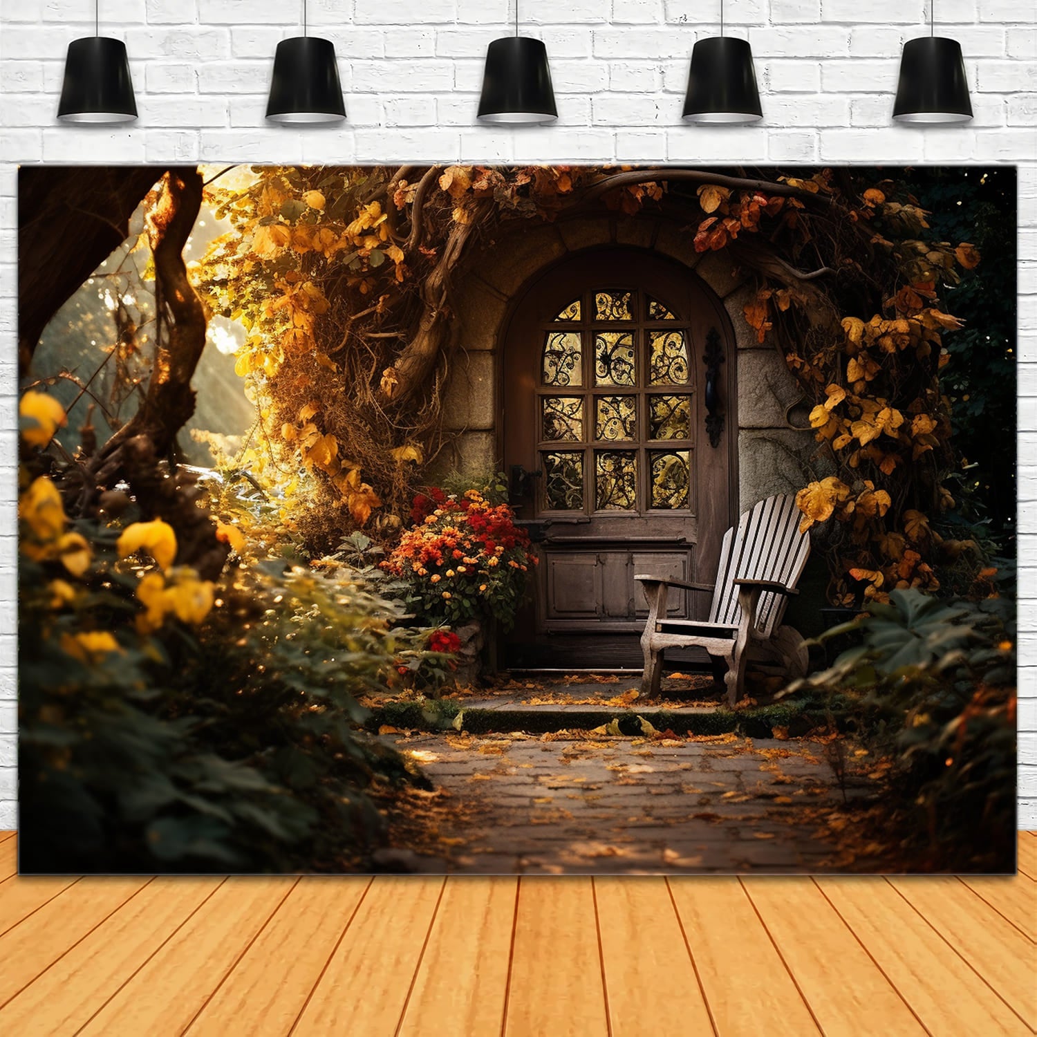 Autumn Leaves Flowers Garden Backdrop RUK R7-171