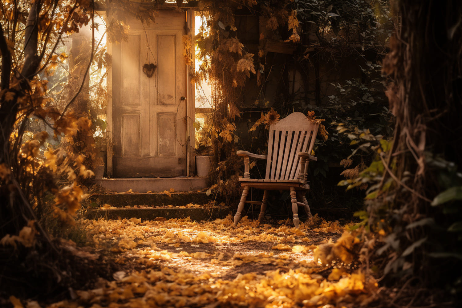 Autumn Door Sunset Photography Backdrop UK RR7-173