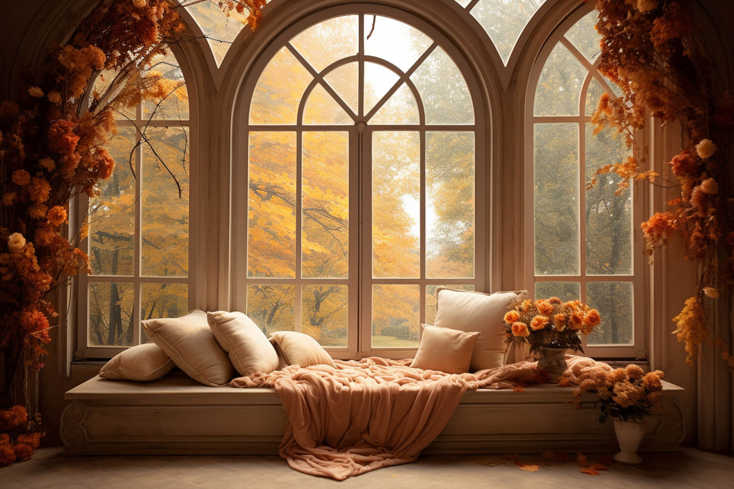 Quiet Autumn Afternoon Window View Backdrop UK RR7-176