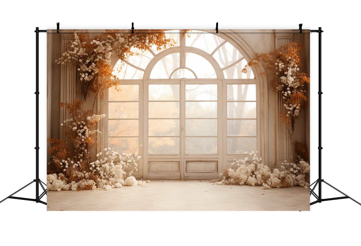 Dried Flowers Decorated Window Autumn Backdrop UK RR7-180