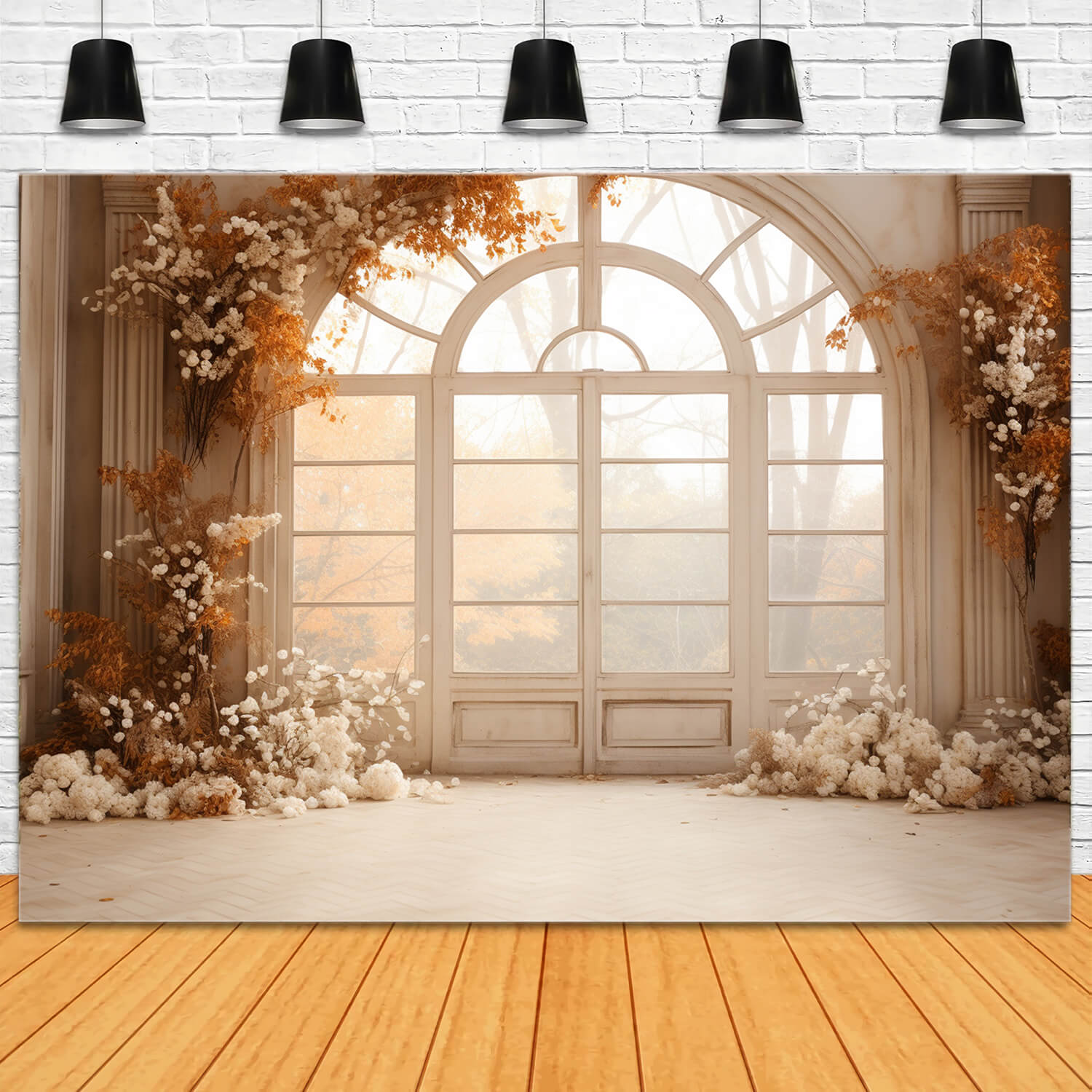 Dried Flowers Decorated Window Autumn Backdrop UK RR7-180