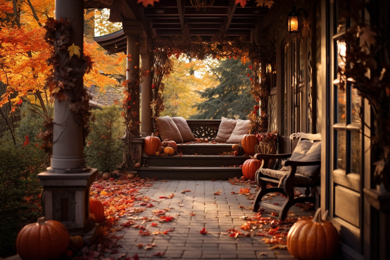 Autumn Garden Afterglow Photography Backdrop UK RR7-182