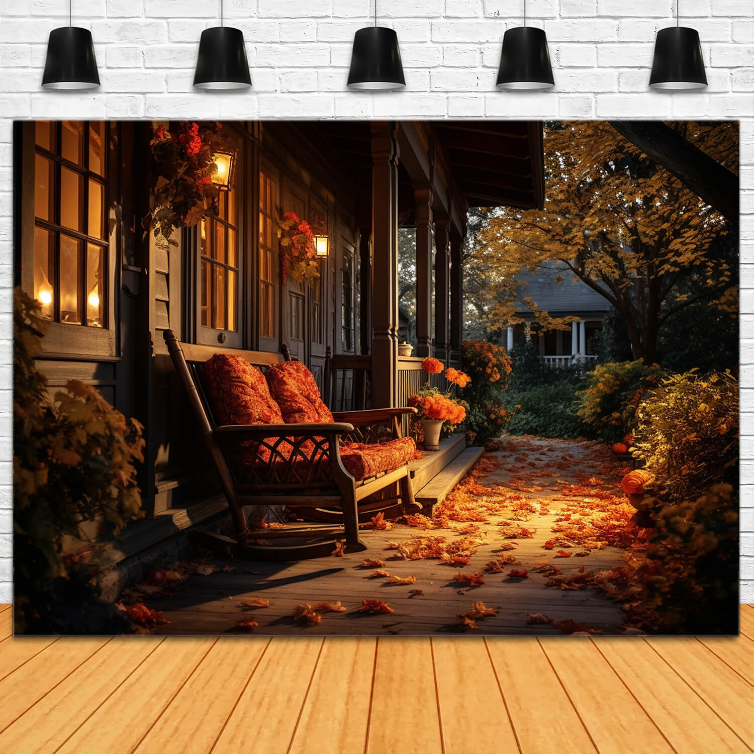 Autumn Dusk Porch Sunset Scenery Backdrop UK RR7-183