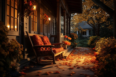 Autumn Dusk Porch Sunset Scenery Backdrop UK RR7-183