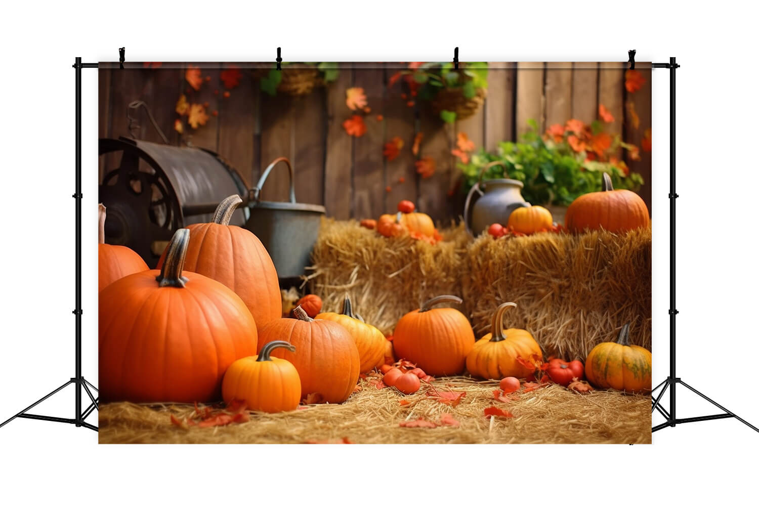 Harvest Autumn Pumpkins Haystack Backdrop UK RR7-185