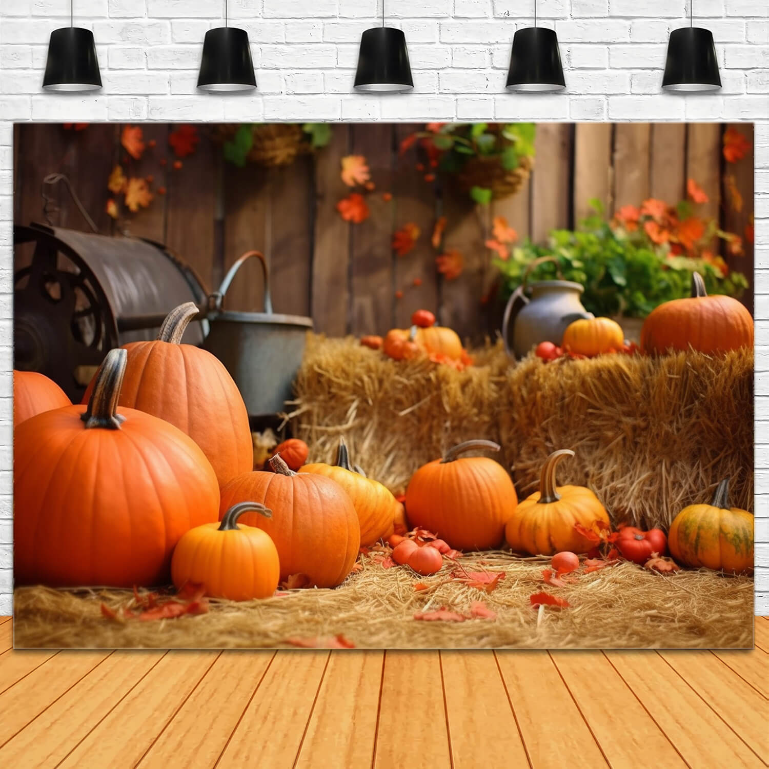 Harvest Autumn Pumpkins Haystack Backdrop UK RR7-185