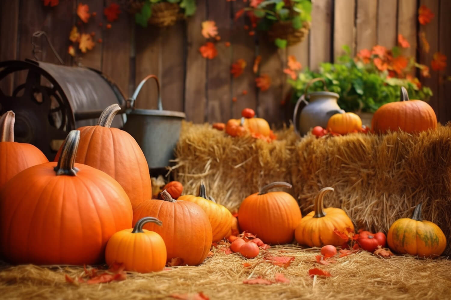 Harvest Autumn Pumpkins Haystack Backdrop UK RR7-185