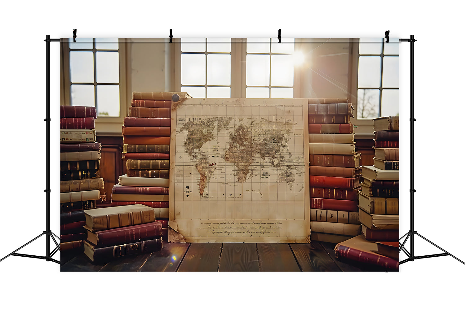 Classic Books Map Back to School Backdrop UK RR7-187