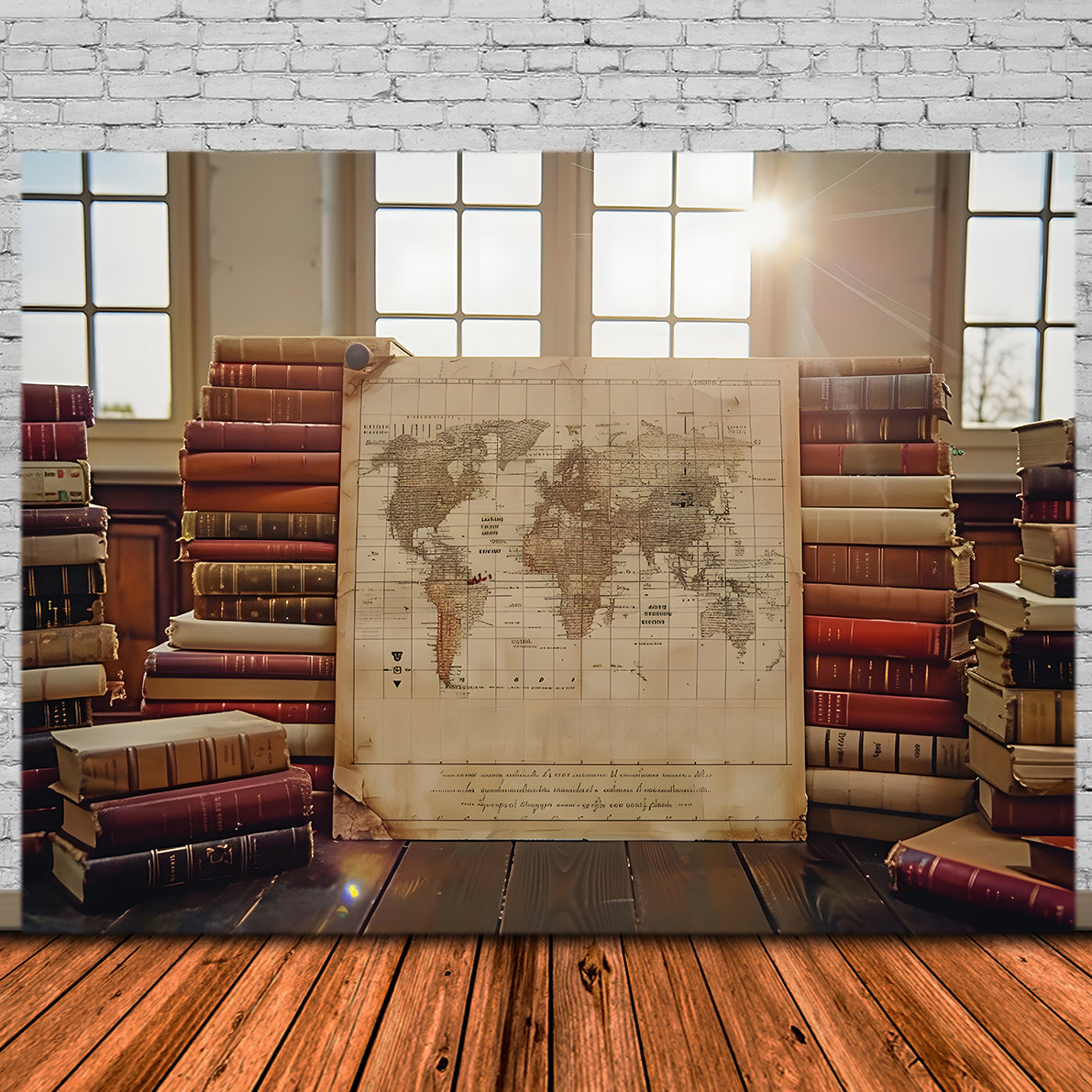 Classic Books Map Back to School Backdrop UK RR7-187