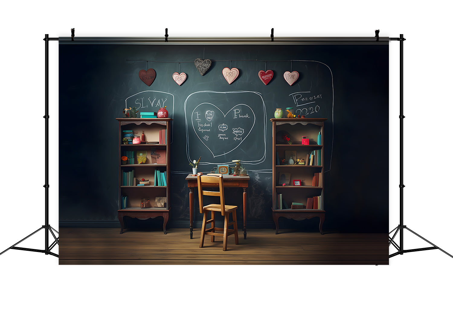 Blackboard Bookshelf Back to School Backdrop UK RR7-190