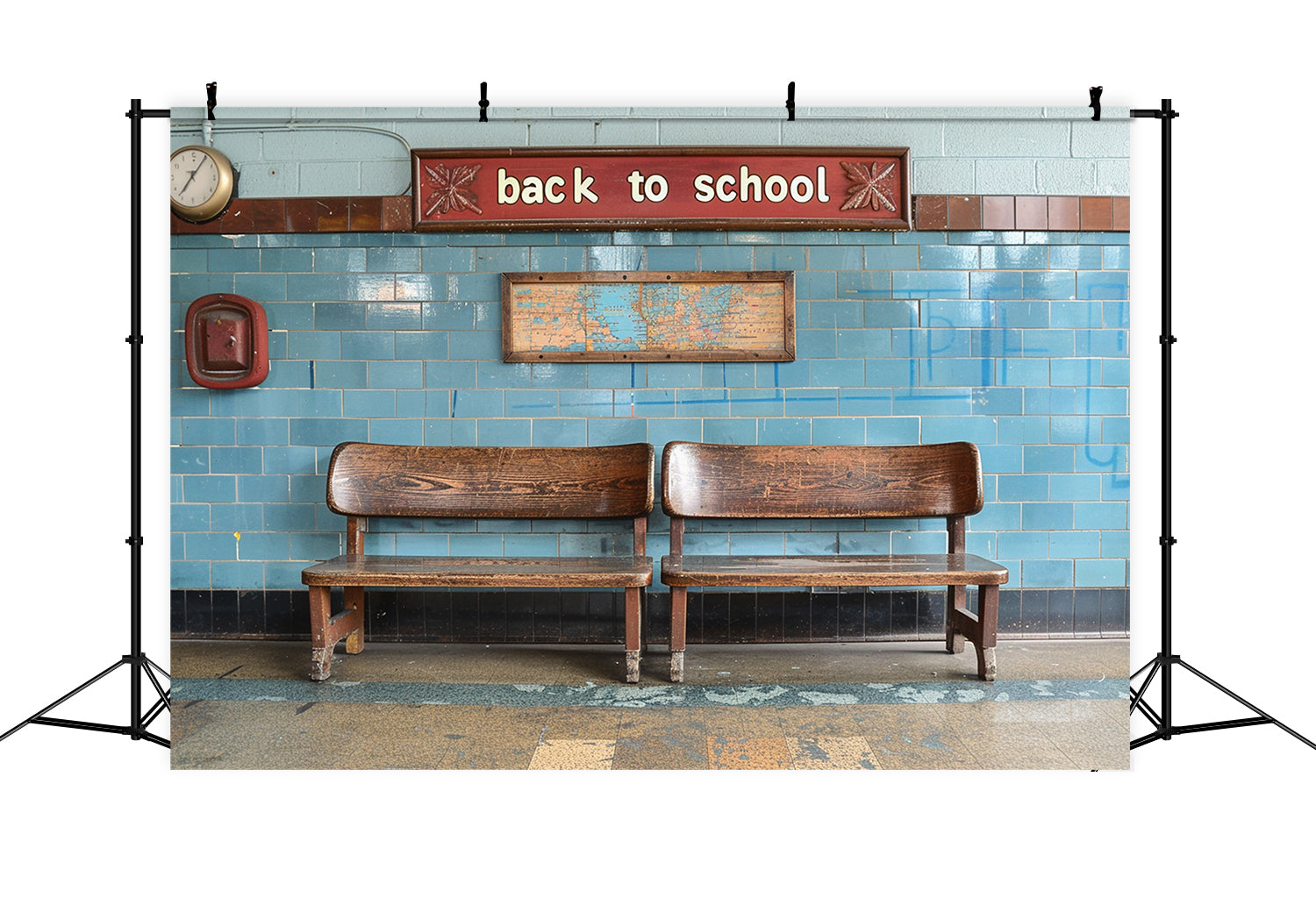 Back to School Corridor Chairs Backdrop UK RR7-191