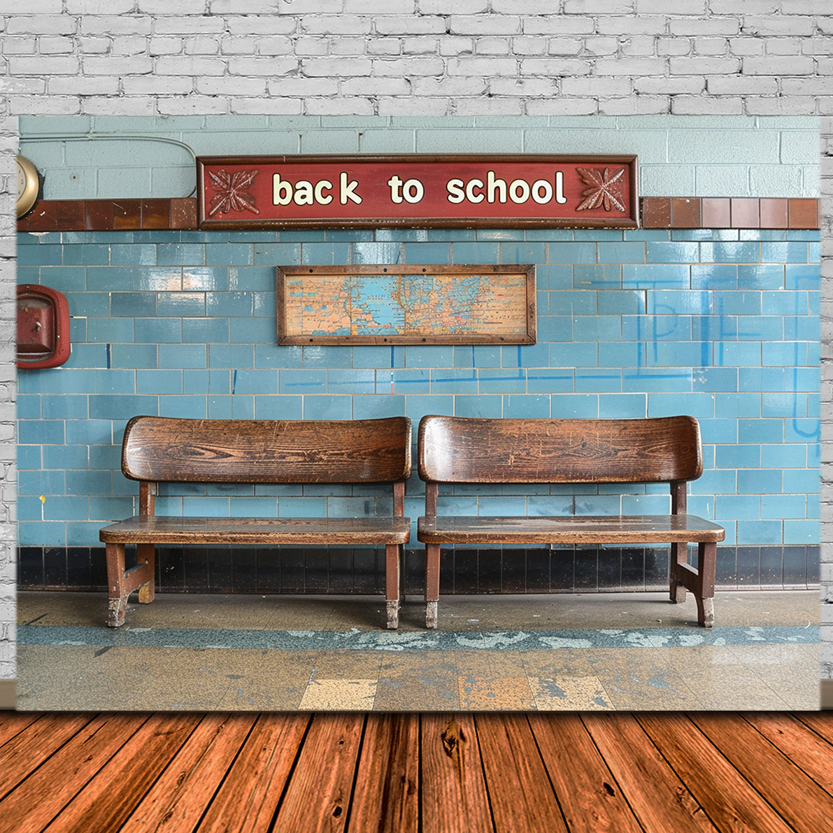 Back to School Corridor Chairs Backdrop UK RR7-191