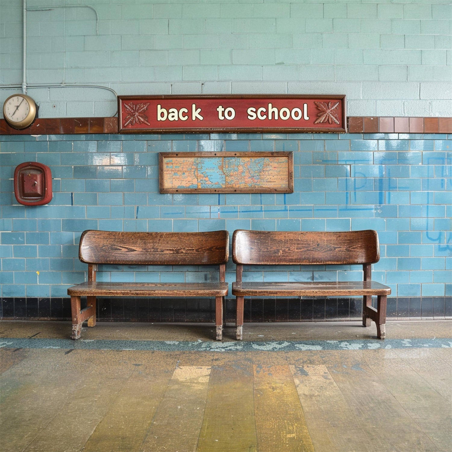 Back to School Corridor Chairs Backdrop UK RR7-191