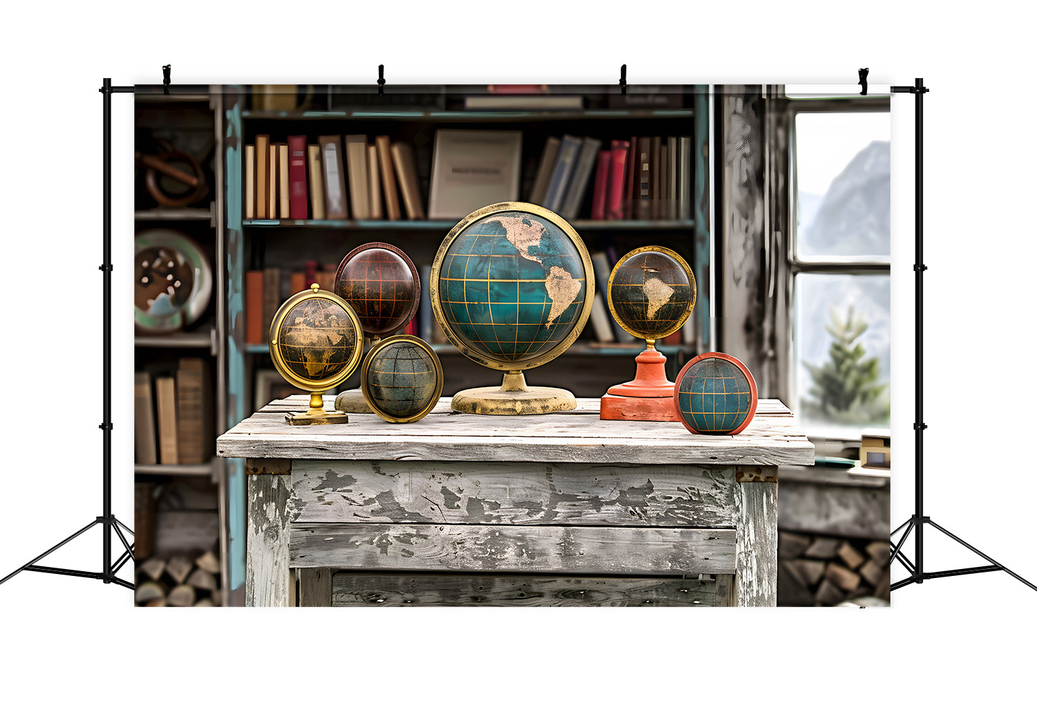 Globe Old Desk Back to School Backdrop UK RR7-195