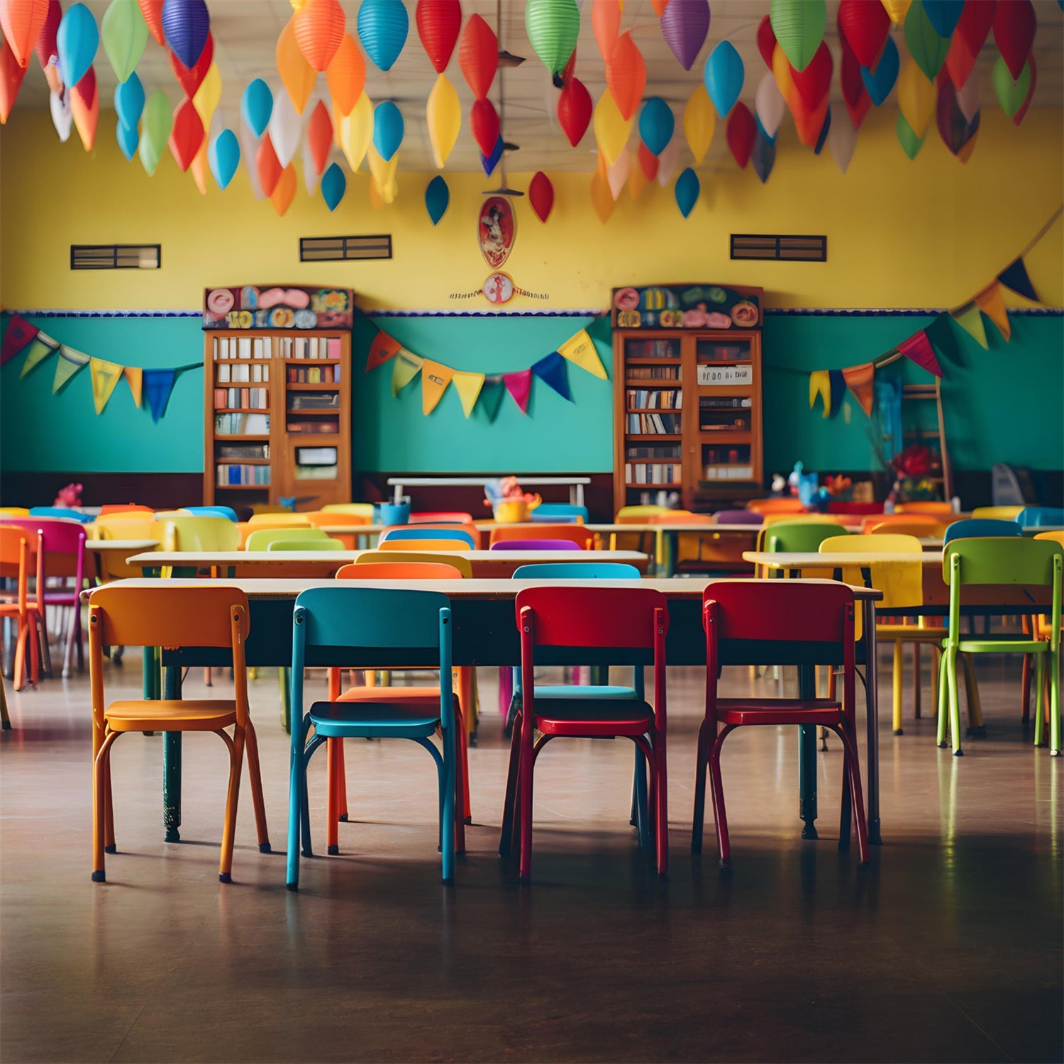 Back to School Colorful Classroom Backdrop UK RR7-197