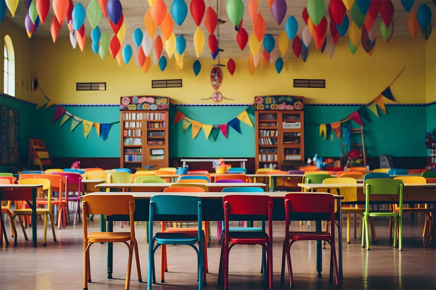 Back to School Colorful Classroom Backdrop UK RR7-197