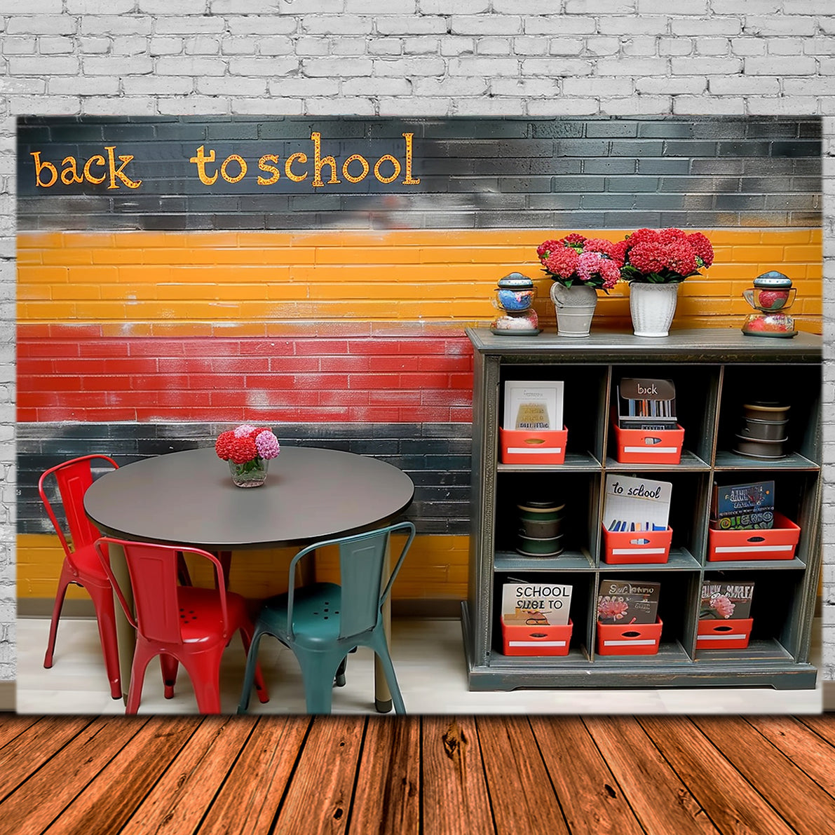 Multicolored Wall Back to School Backdrop UK RR7-198