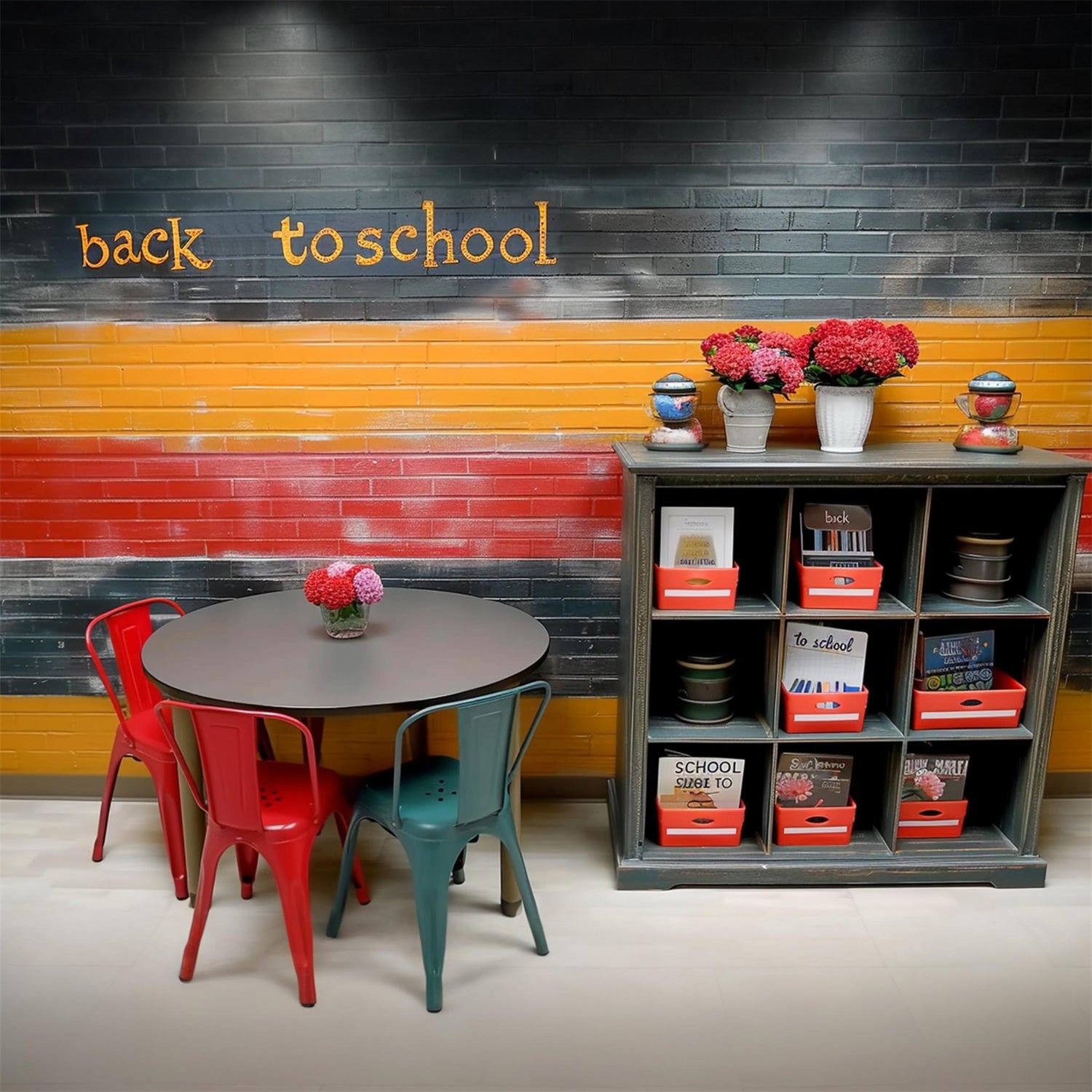 Multicolored Wall Back to School Backdrop UK RR7-198