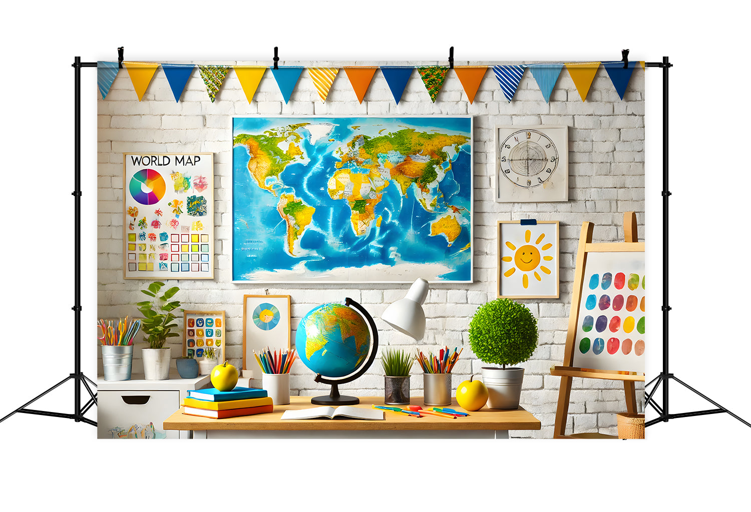 Geography Classroom Back to School Backdrop UK RR7-200