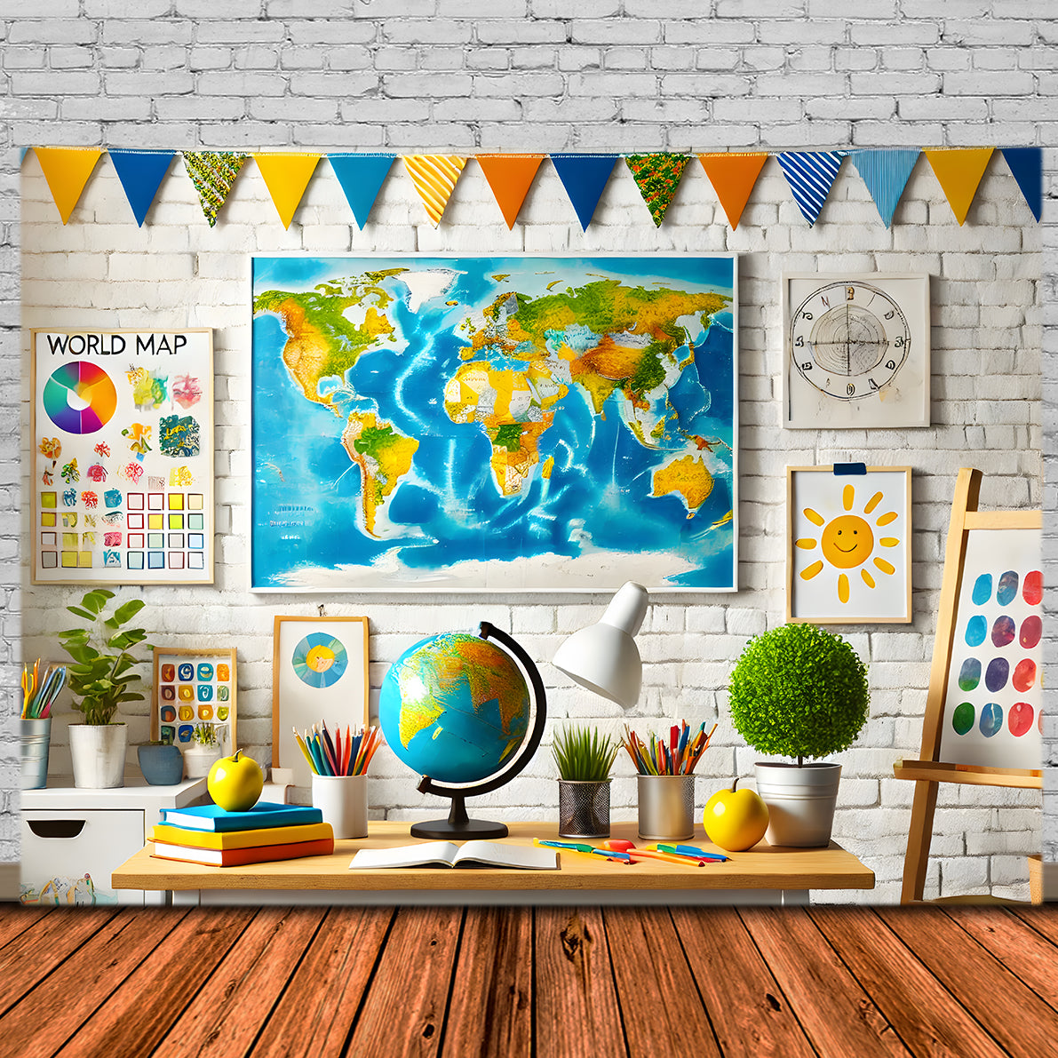 Geography Classroom Back to School Backdrop UK RR7-200