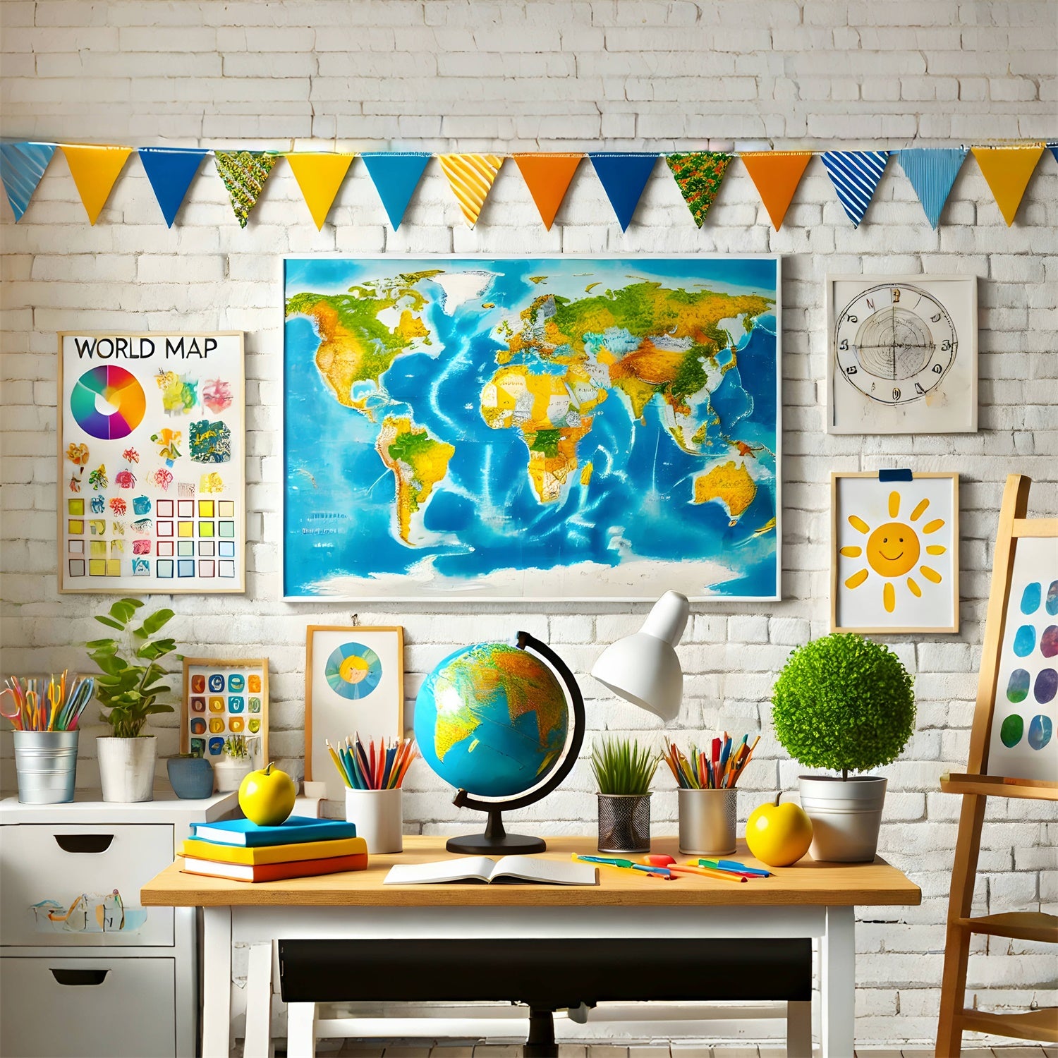 Geography Classroom Back to School Backdrop UK RR7-200