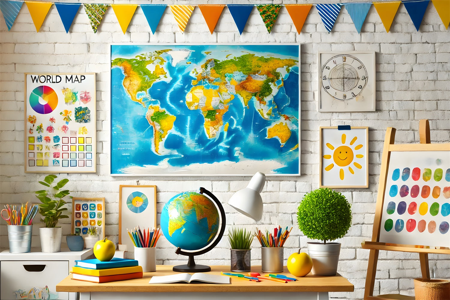 Geography Classroom Back to School Backdrop UK RR7-200