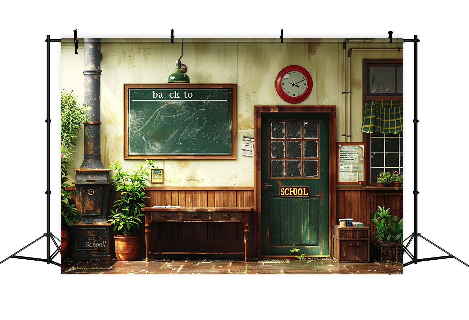 Back to School Chalkboard Retro Door Backdrop UK RR7-205