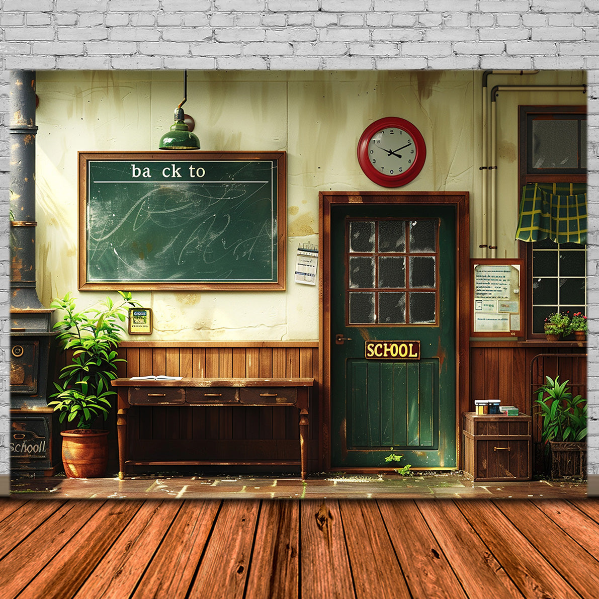 Back to School Chalkboard Retro Door Backdrop UK RR7-205