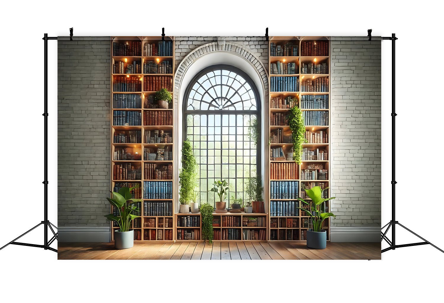 Bookshelf Arch Window Back to School Backdrop UK RR7-210