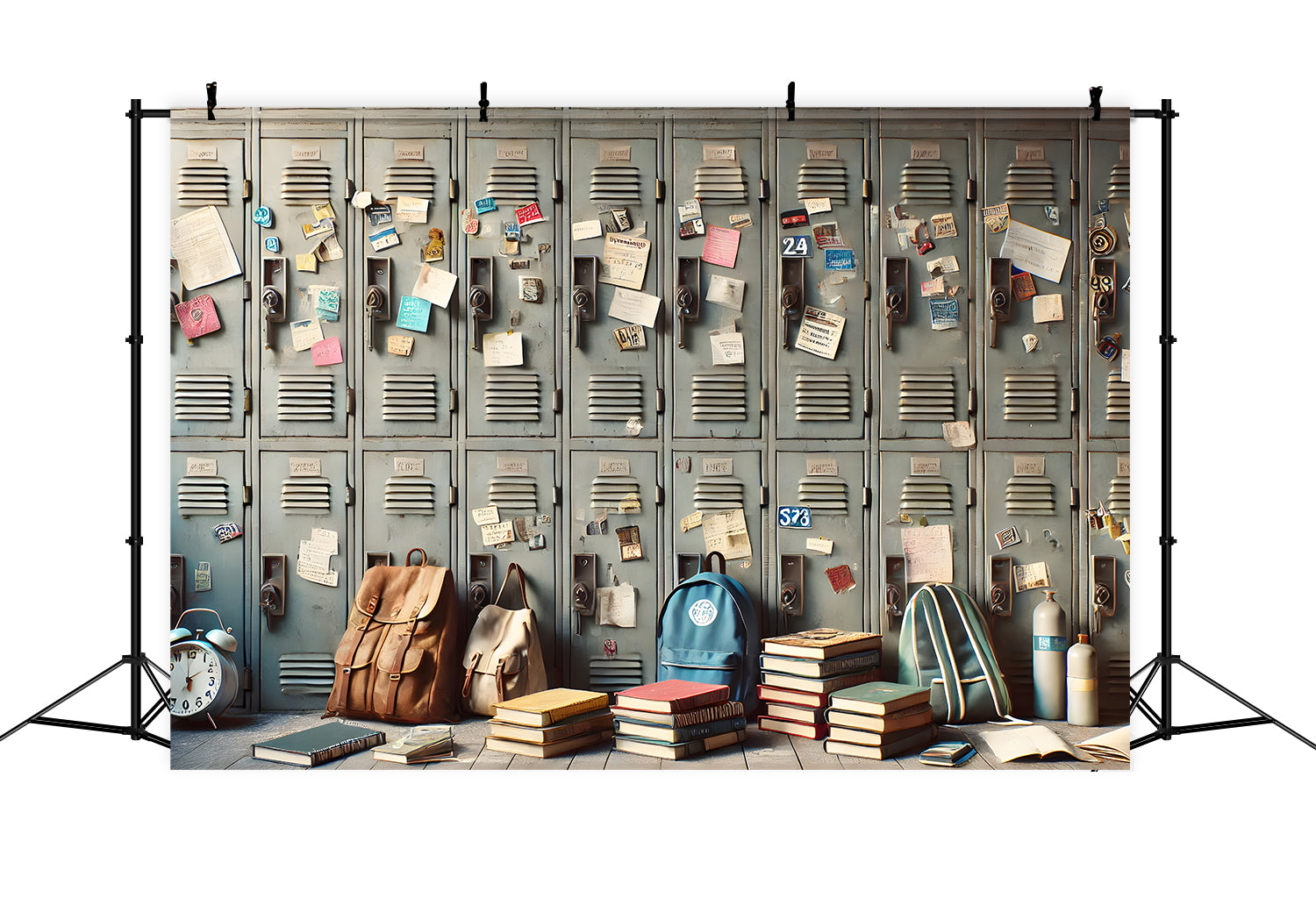 Back to School Locker Belongings Backdrop UK RR7-212