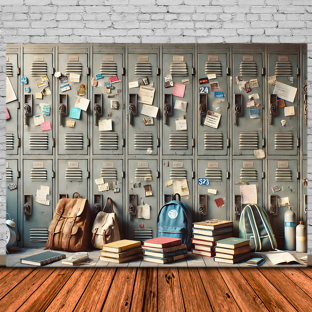 Back to School Locker Belongings Backdrop UK RR7-212