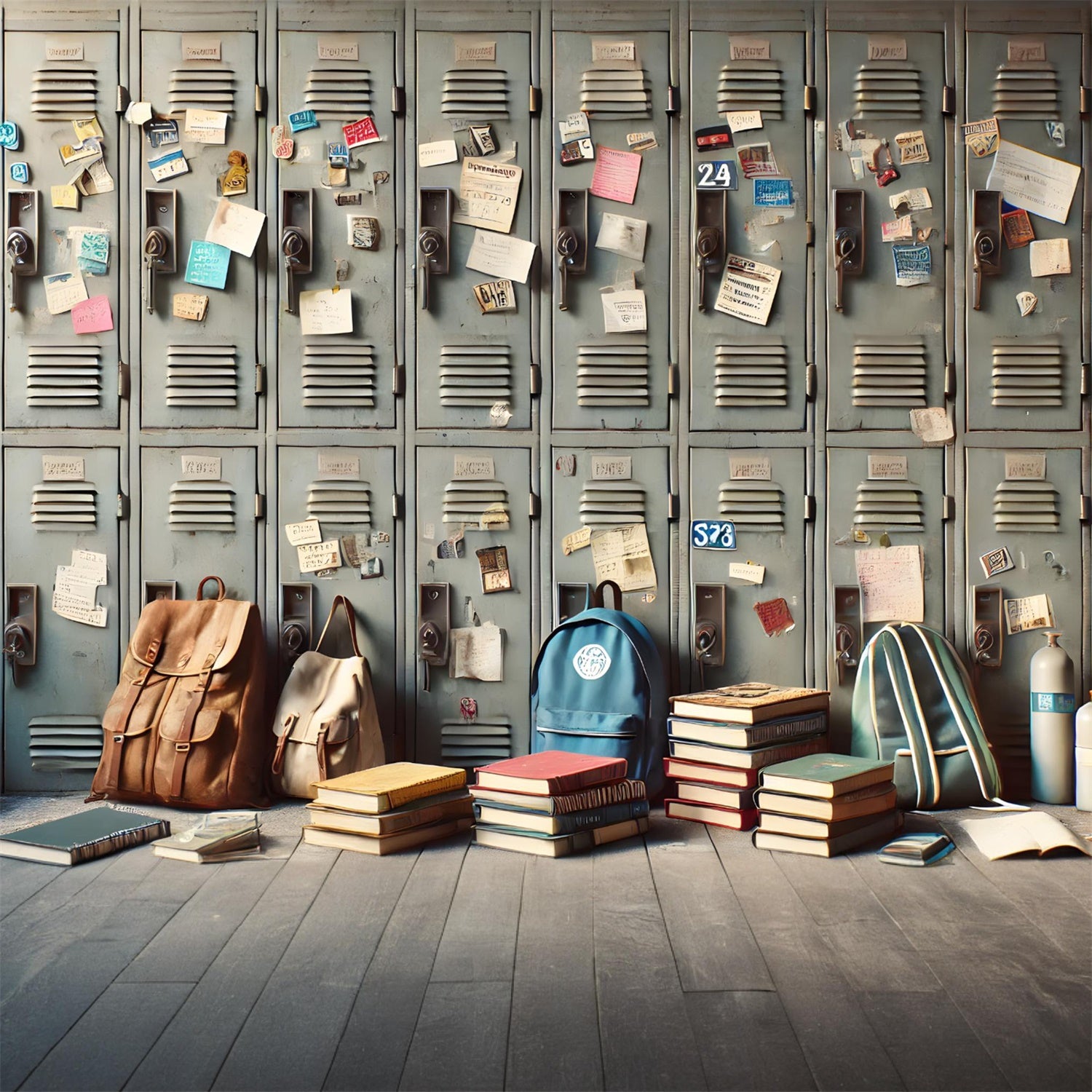 Back to School Locker Belongings Backdrop UK RR7-212