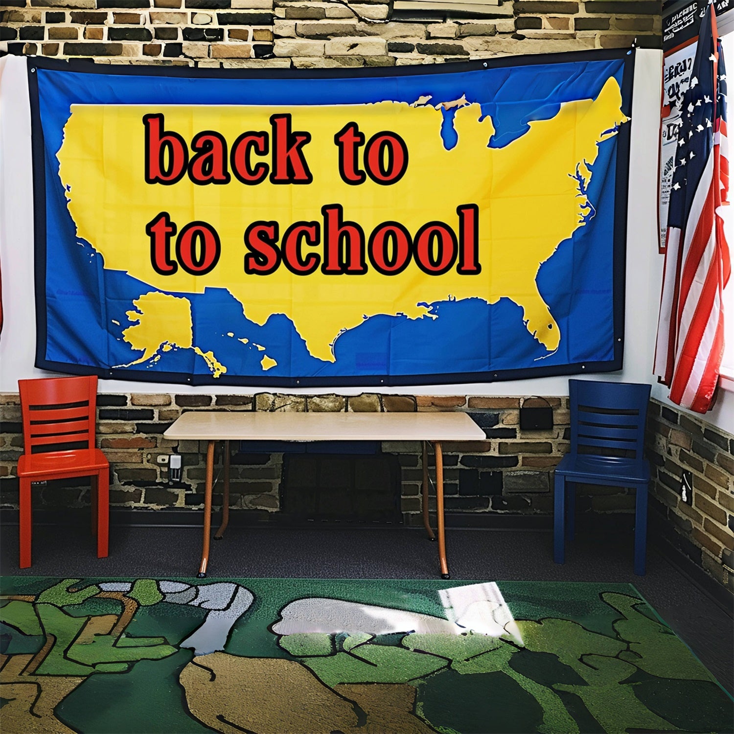 Back to School Map Photography Backdrop UK RR7-213