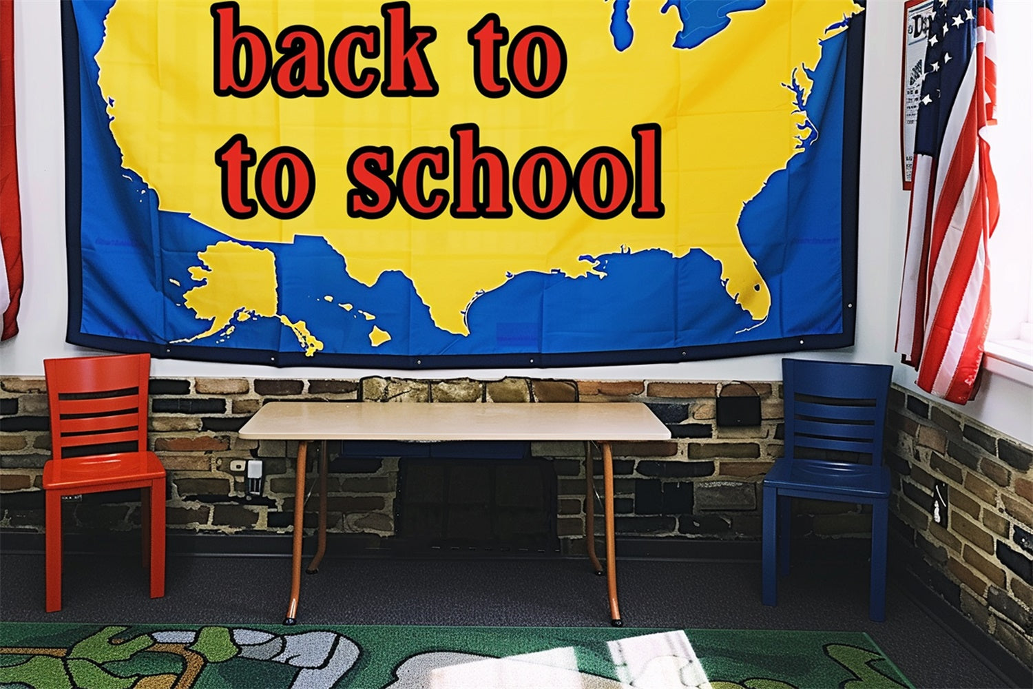 Back to School Map Photography Backdrop UK RR7-213