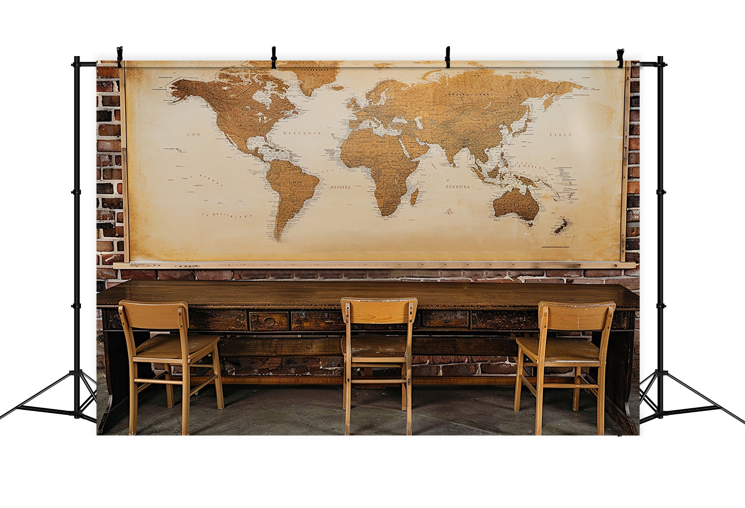 Classroom World Map Back to School Backdrop UK RR7-214