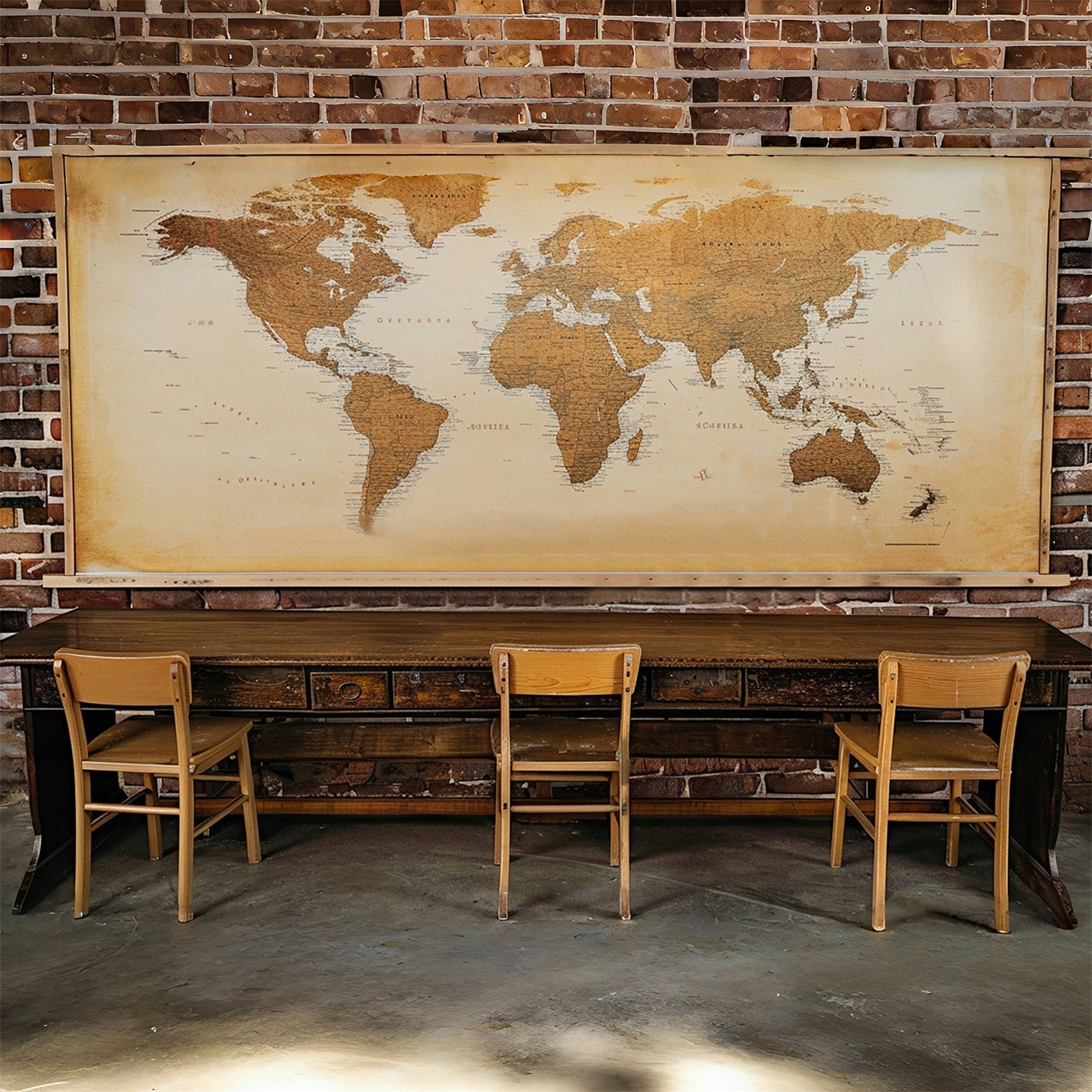 Classroom World Map Back to School Backdrop UK RR7-214