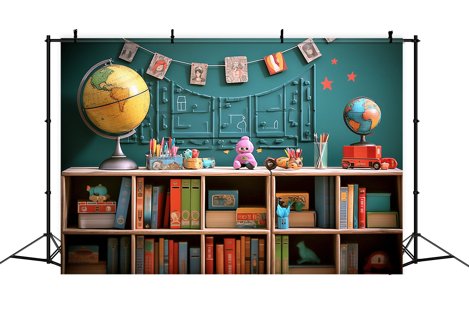 Books Globe Toys Back to School Backdrop UK RR7-216