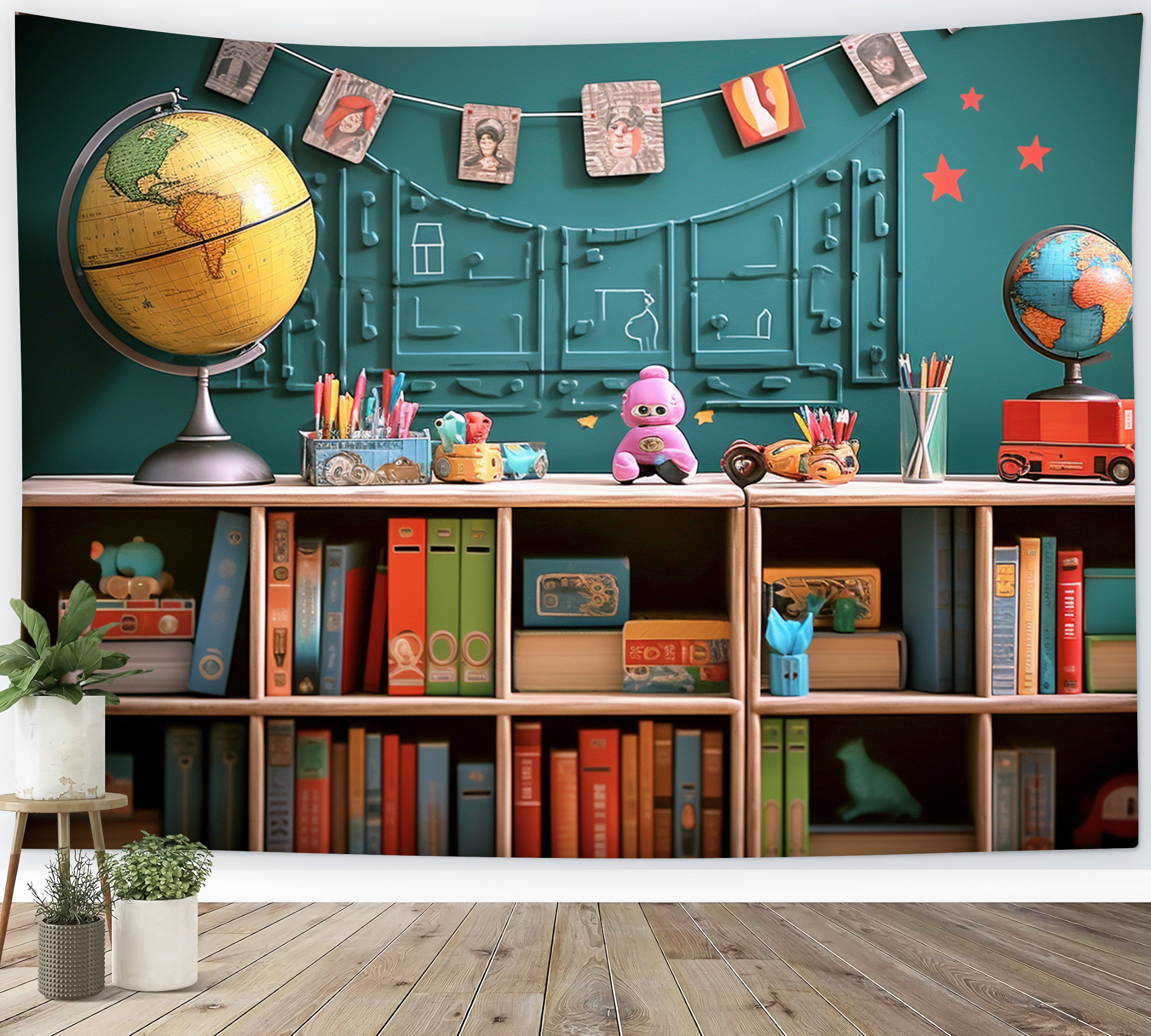 Books Globe Toys Back to School Backdrop UK RR7-216