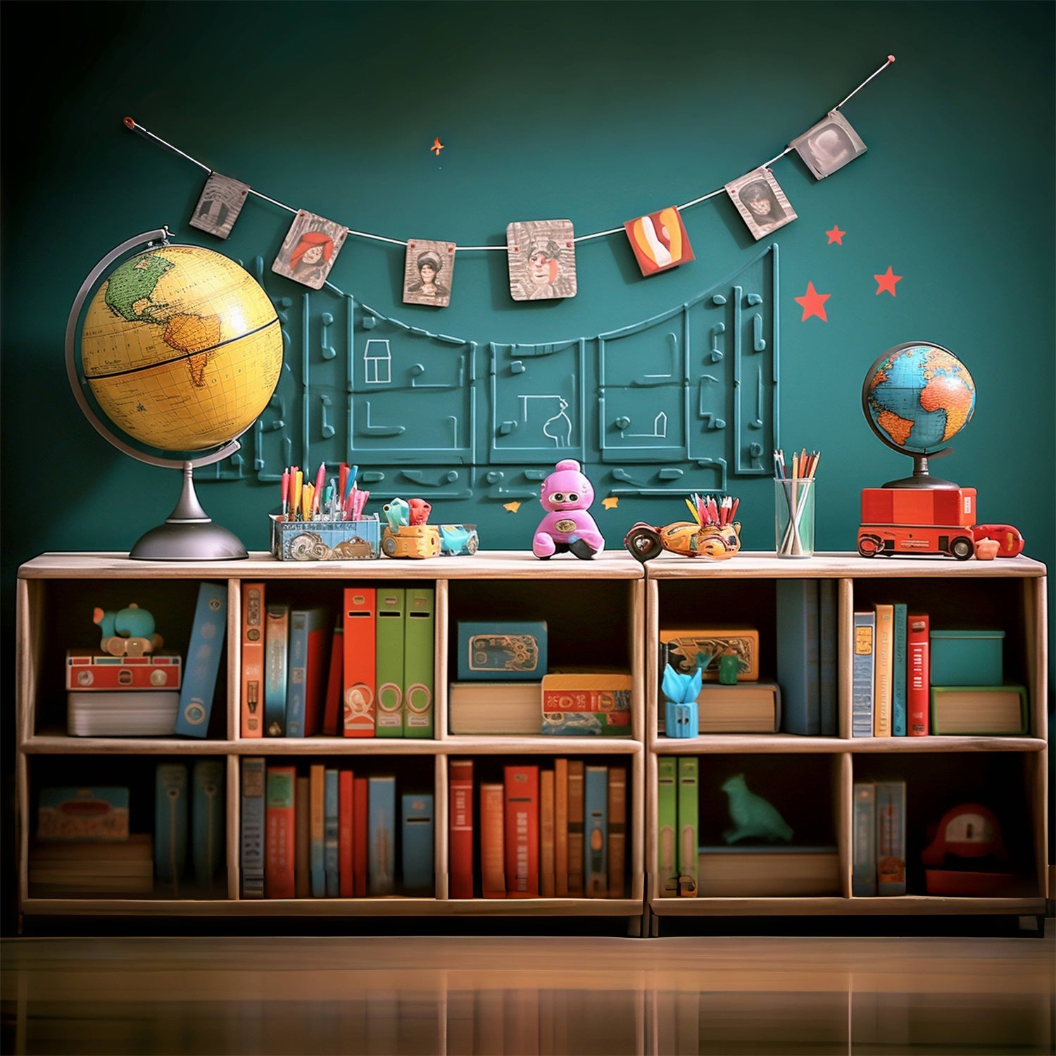 Books Globe Toys Back to School Backdrop UK RR7-216