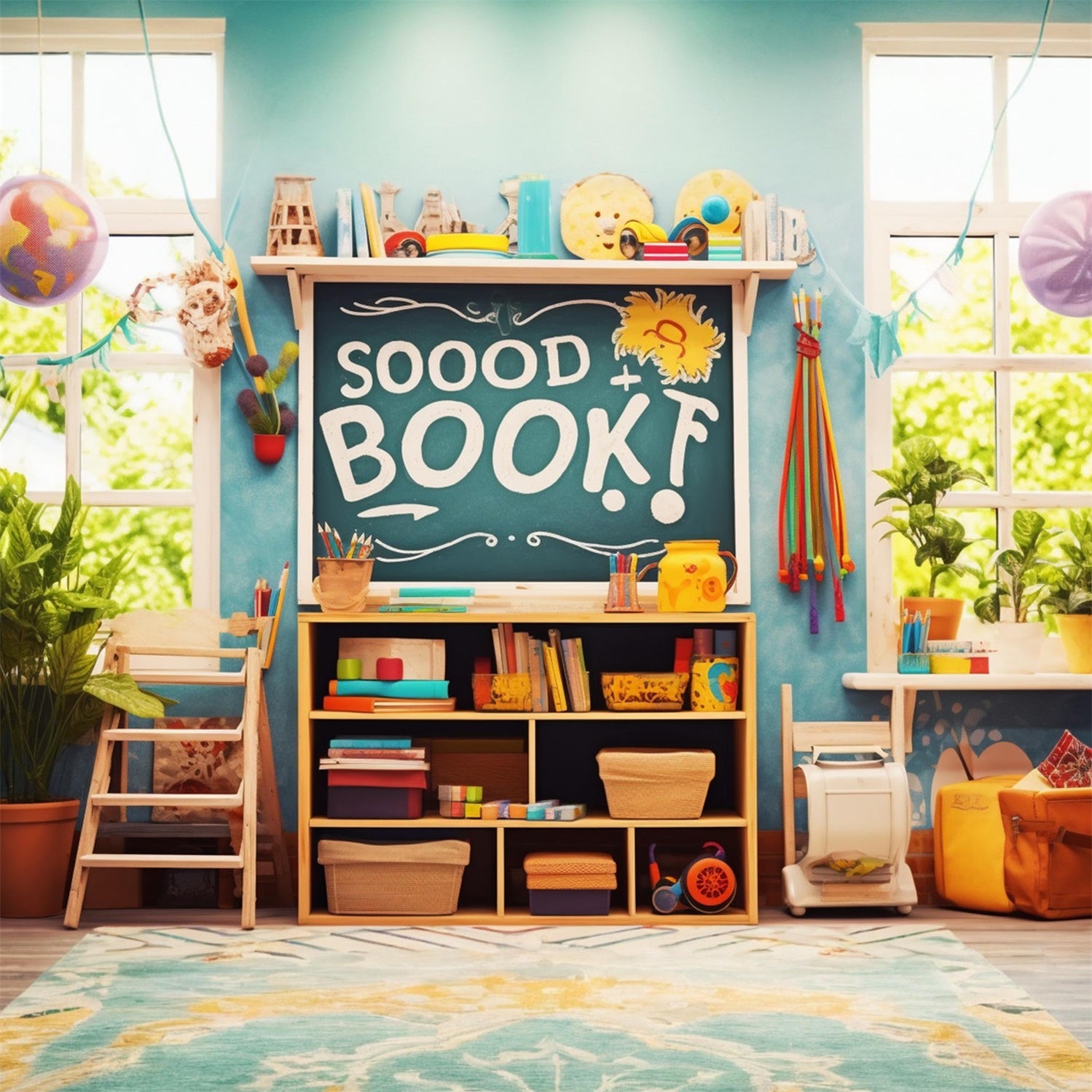 Back to School Play Room Books Backdrop UK RR7-220