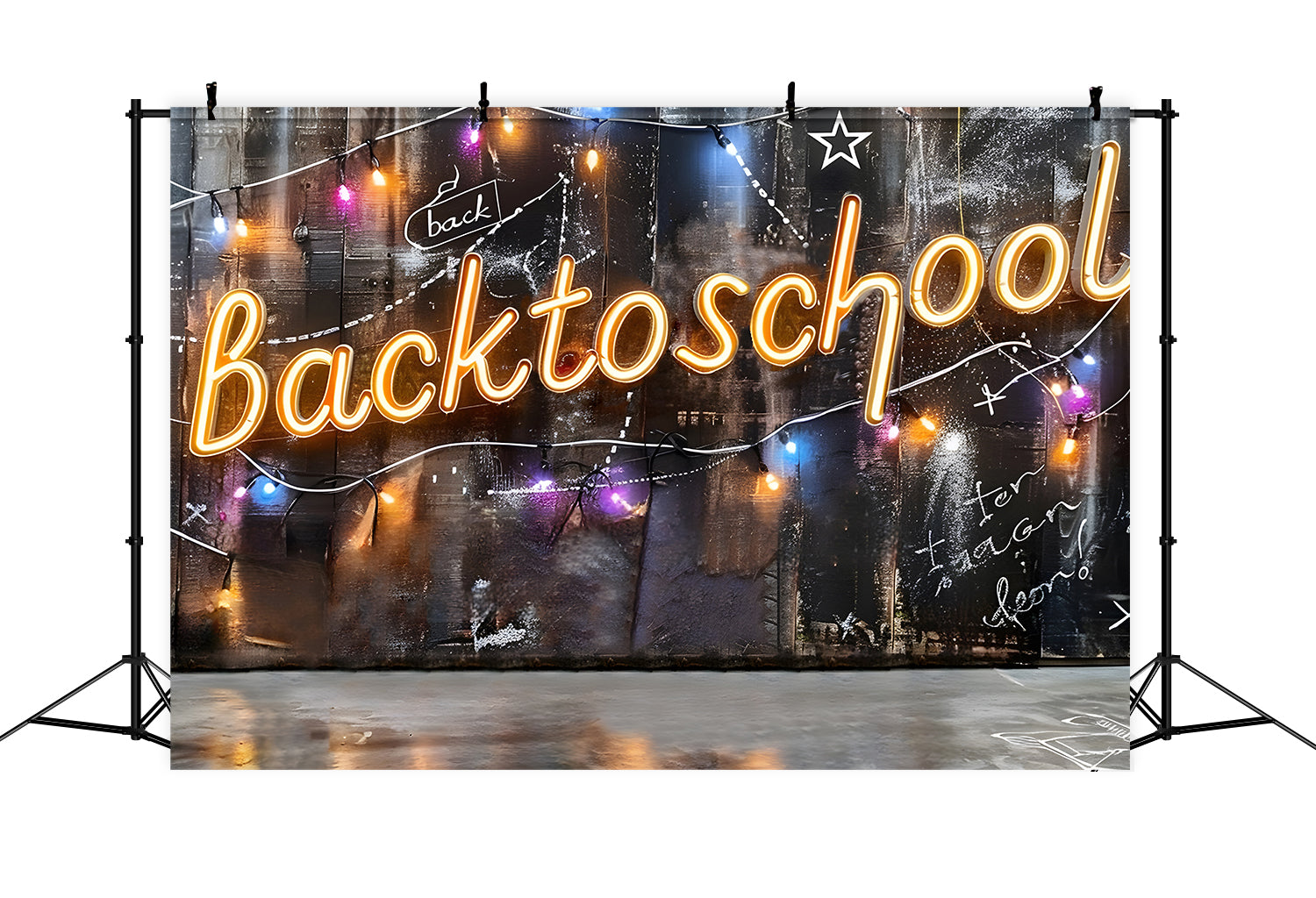 Back to School Glowing String Lights Backdrop UK RR7-221