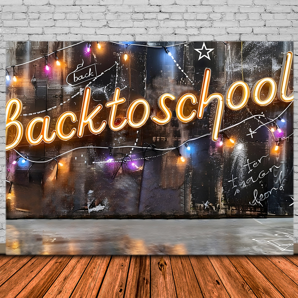 Back to School Glowing String Lights Backdrop UK RR7-221