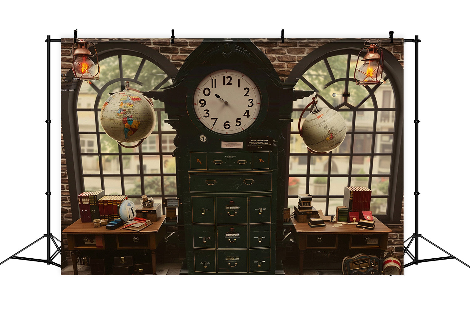 Classic Clock Window Back to School Backdrop UK RR7-223