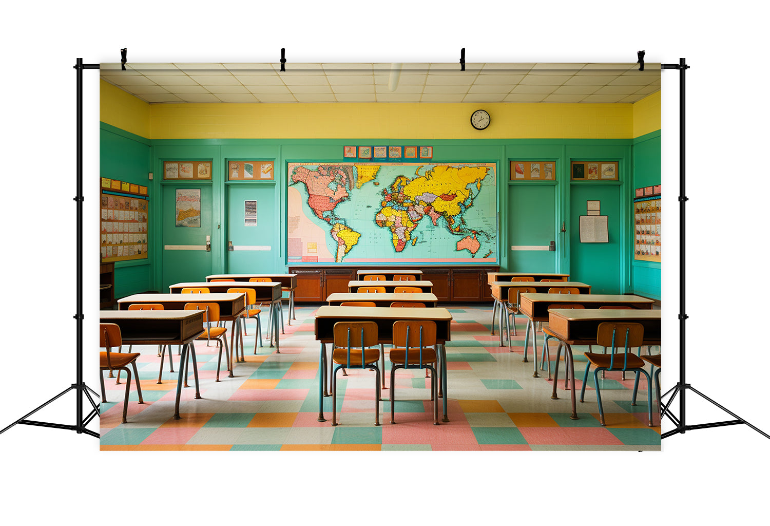 Back to School Green Classroom Backdrop UK RR7-224