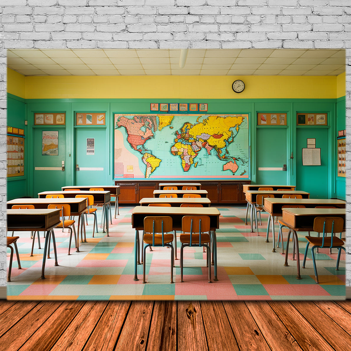 Back to School Green Classroom Backdrop UK RR7-224