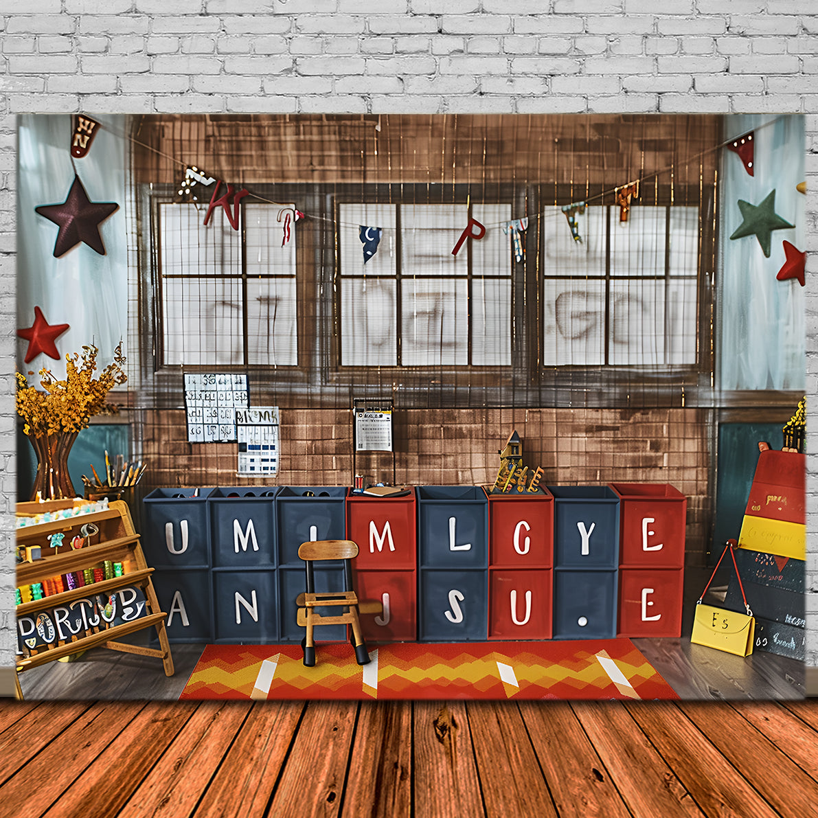 Back to School Alphabet Boxes Backdrop UK RR7-225