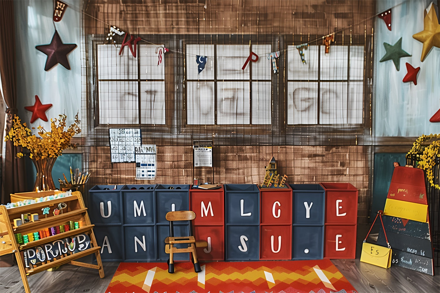 Back to School Alphabet Boxes Backdrop UK RR7-225