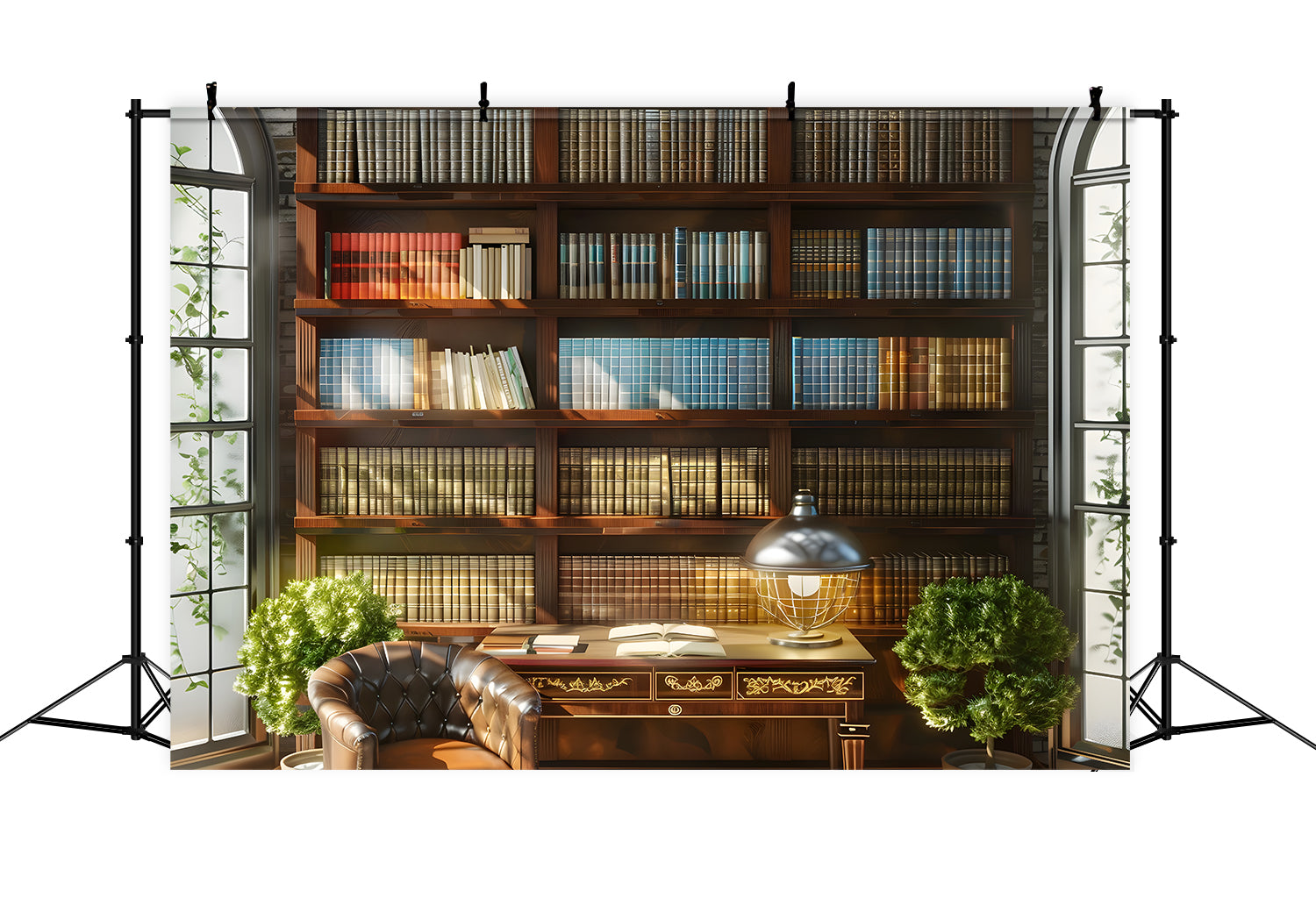 Study Room Bookshelf Back to School Backdrop UK RR7-228