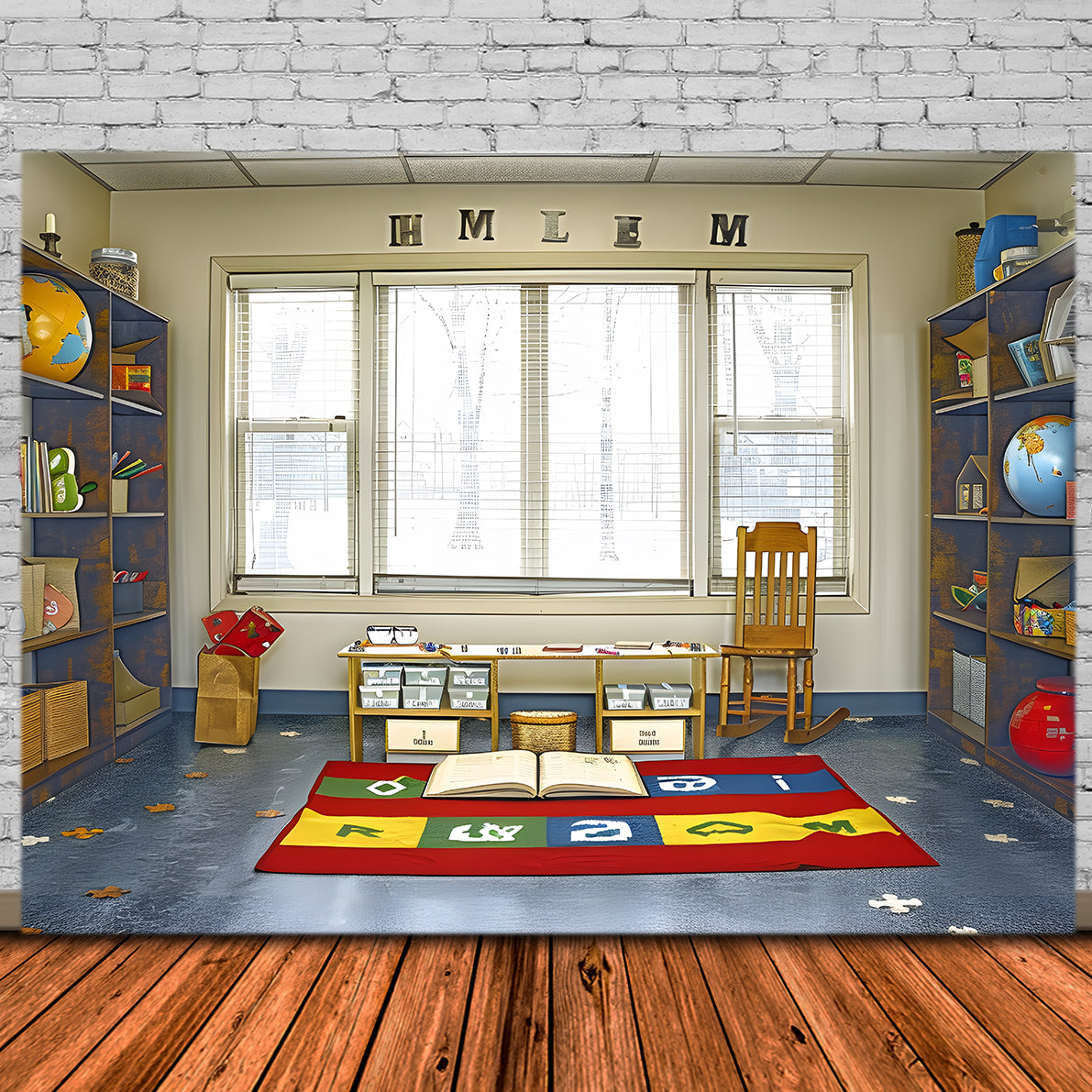 Back to School Study Room Photography Backdrop UK RR7-231