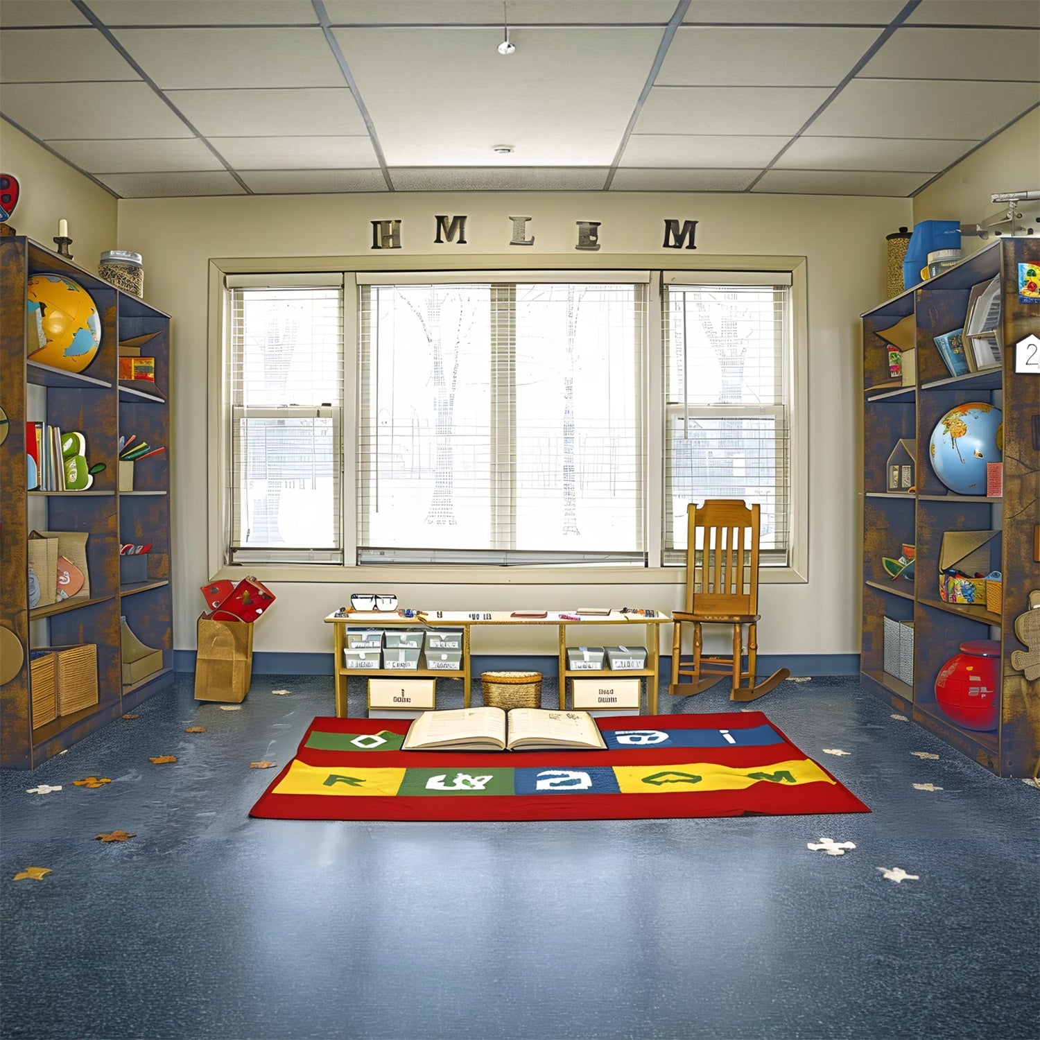 Back to School Study Room Photography Backdrop UK RR7-231